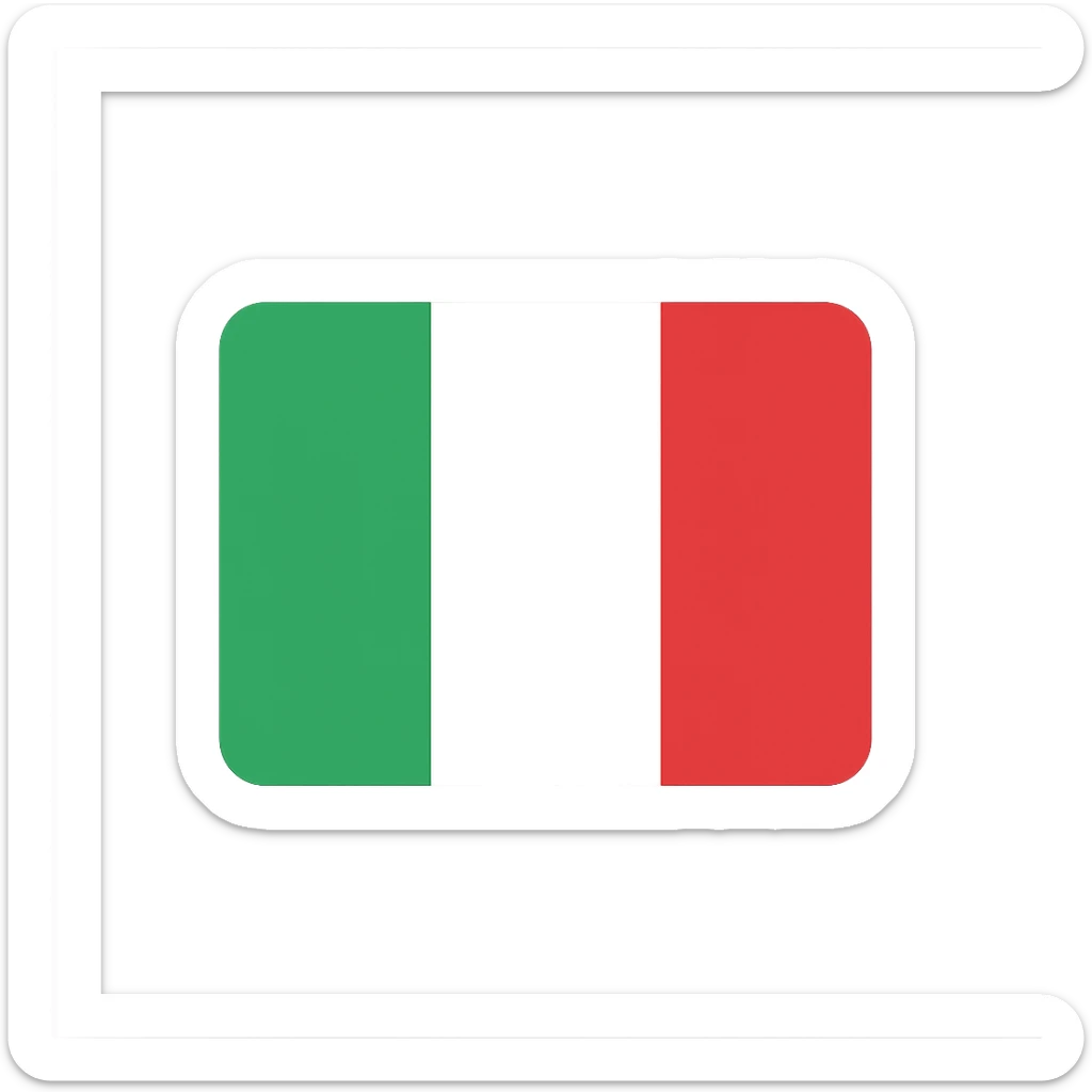 flat icon of the Italian flag with green, white, and red vertical stripes, no text, minimalistic sticker