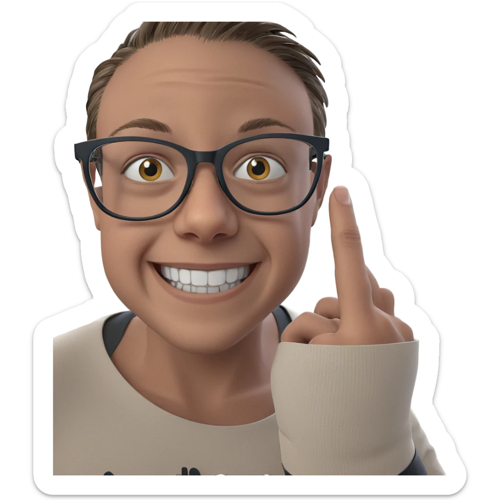 smiling boy with glasses sticker