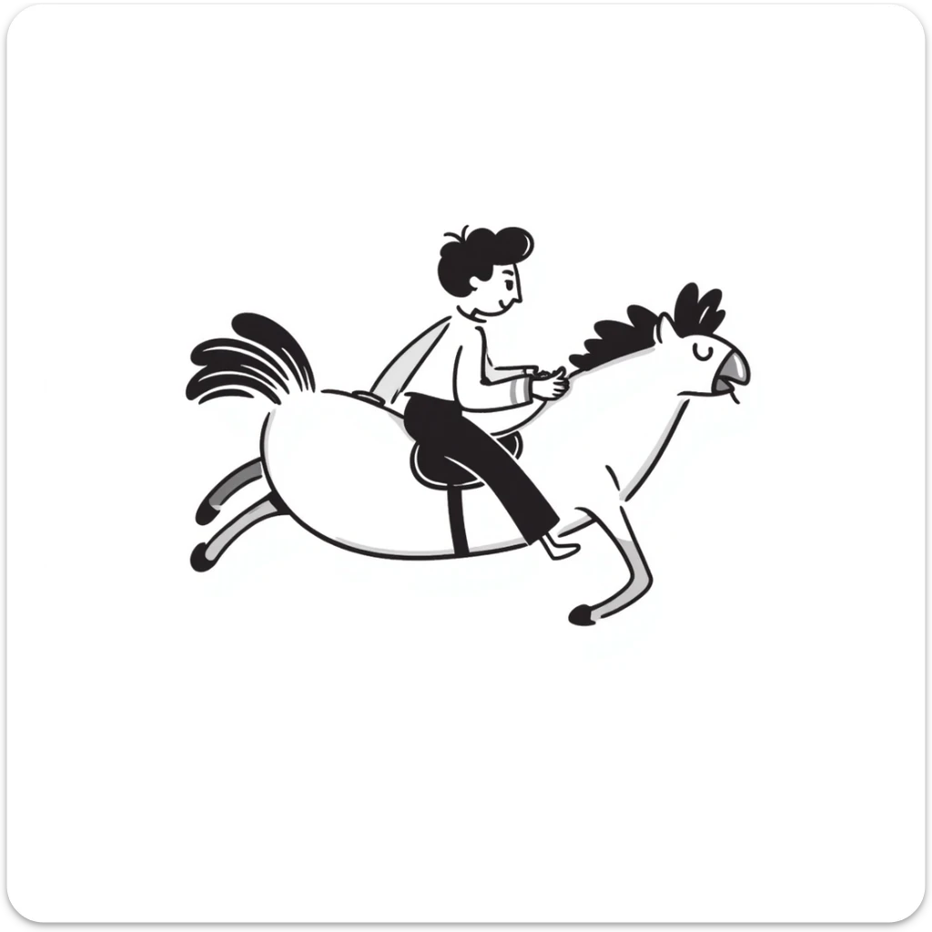 hilarious chicken jockey meme, person riding giant chicken like a jockey, comical, silly internet meme sticker