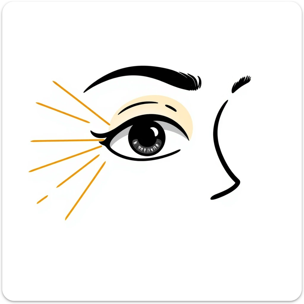 A normal human eye emitting a golden ray that touches normal human skin, showing renewal and regeneration sticker
