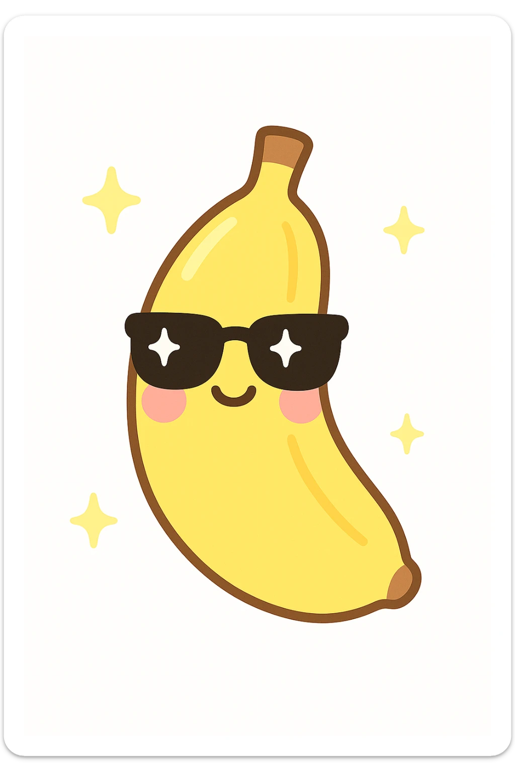 Add cool black sunglasses to the joyful banana, keep the kawaii style. sticker