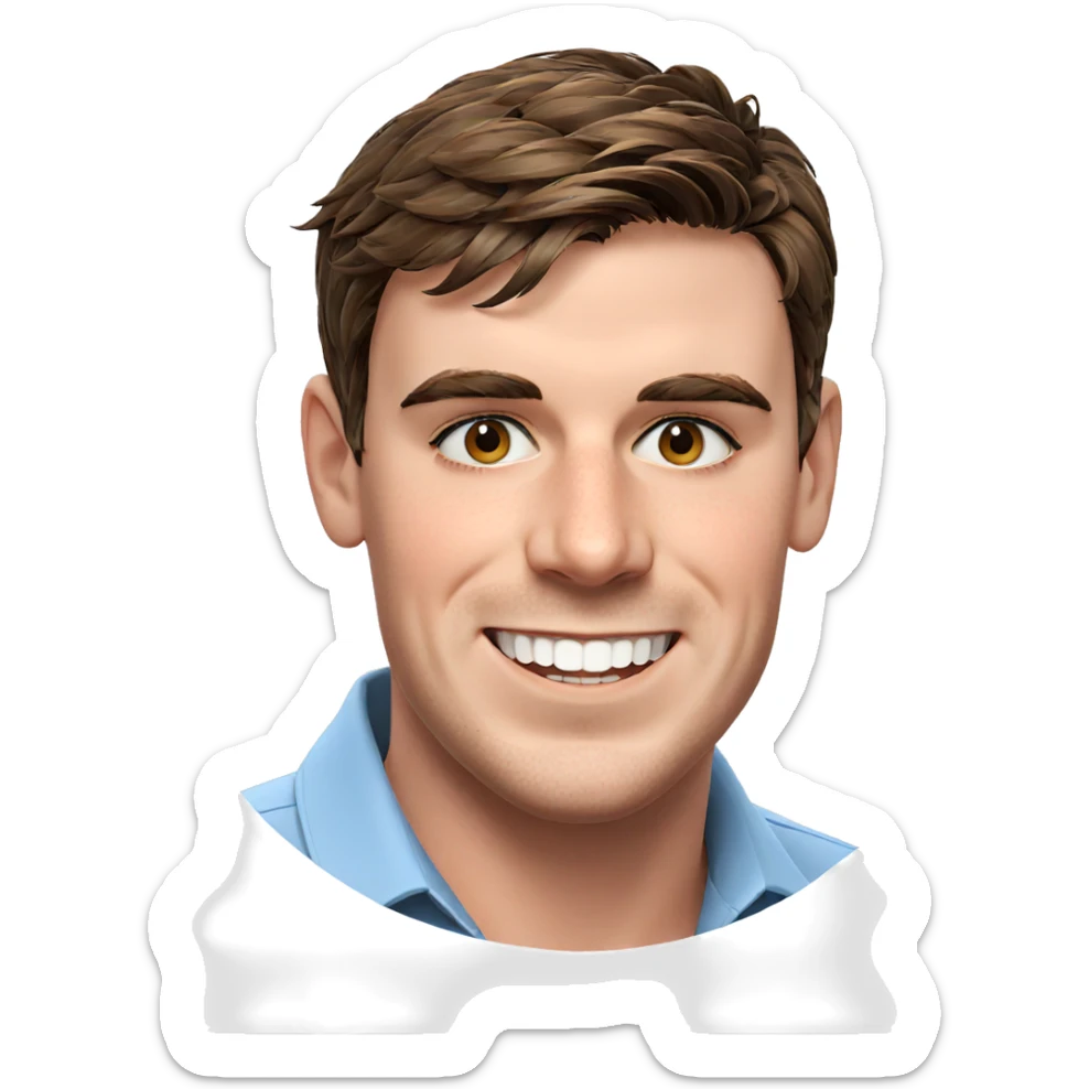 smiling boy with brown hair sticker