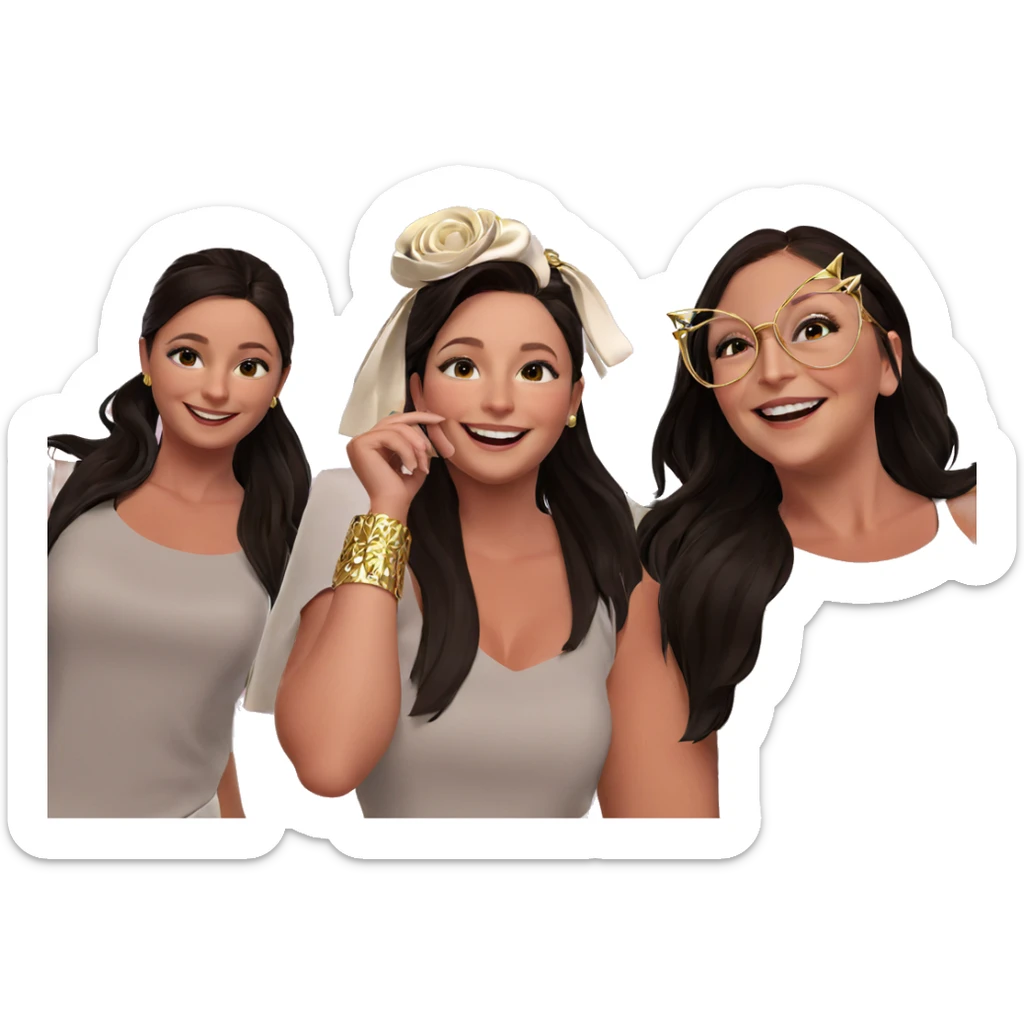 smiling girls in elegant attire sticker