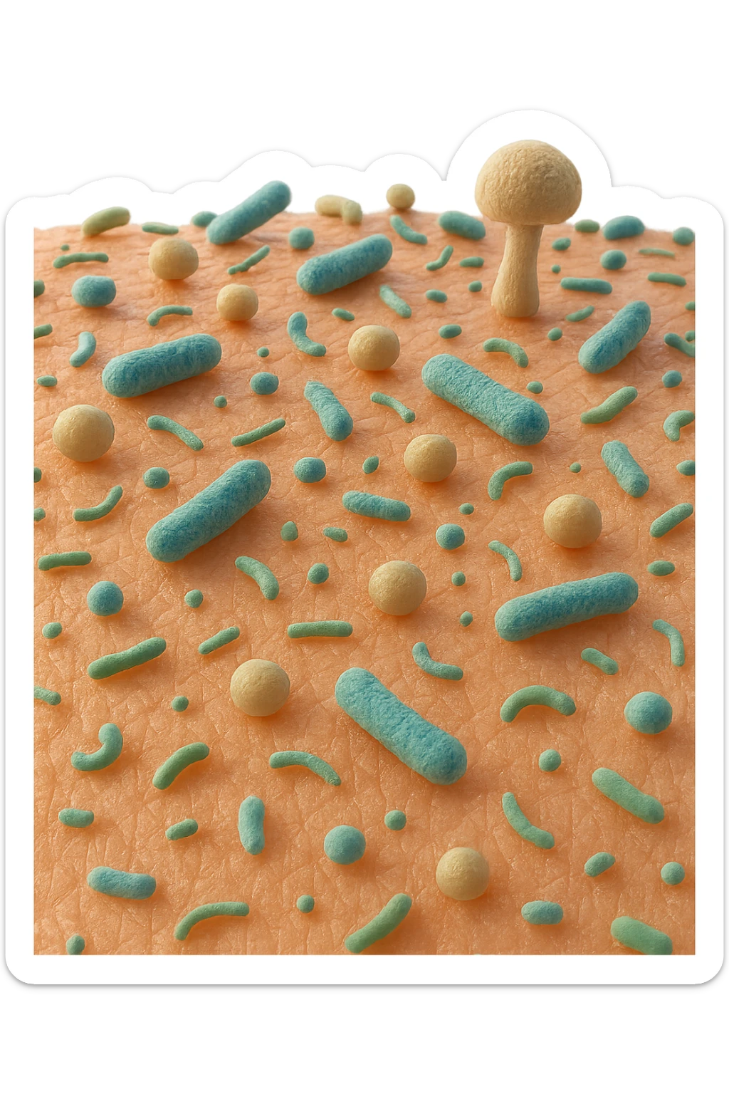 microbiota cutaneo in 3d sticker