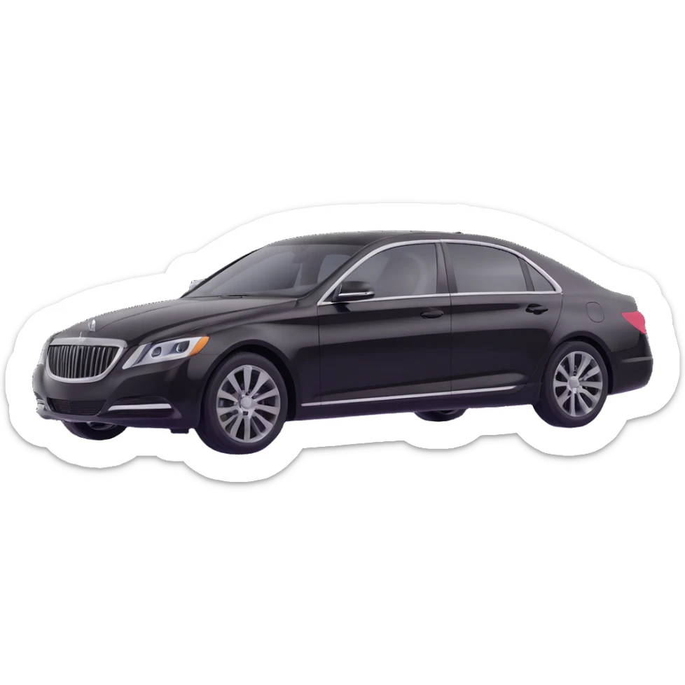 Place a clear plastic film beside the black luxury sedan, not touching the car, to show it is about to be applied, elegant 3D look sticker