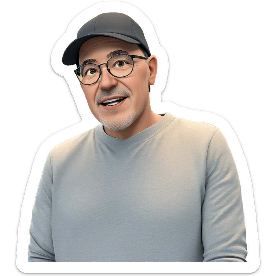 boy with glasses and hat sticker