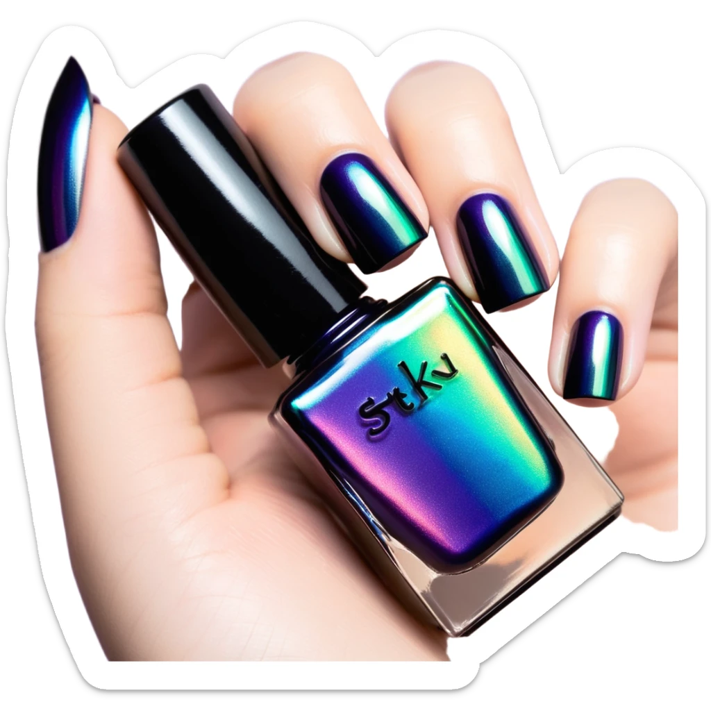 Multichrome Colorshifting Nail polish bottle, black lid sticker
