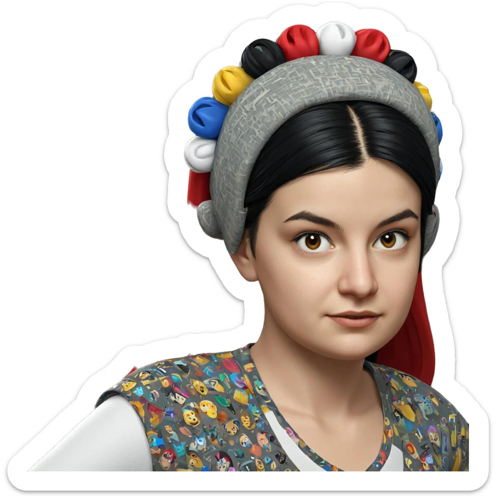 girl with black hair gaze sticker