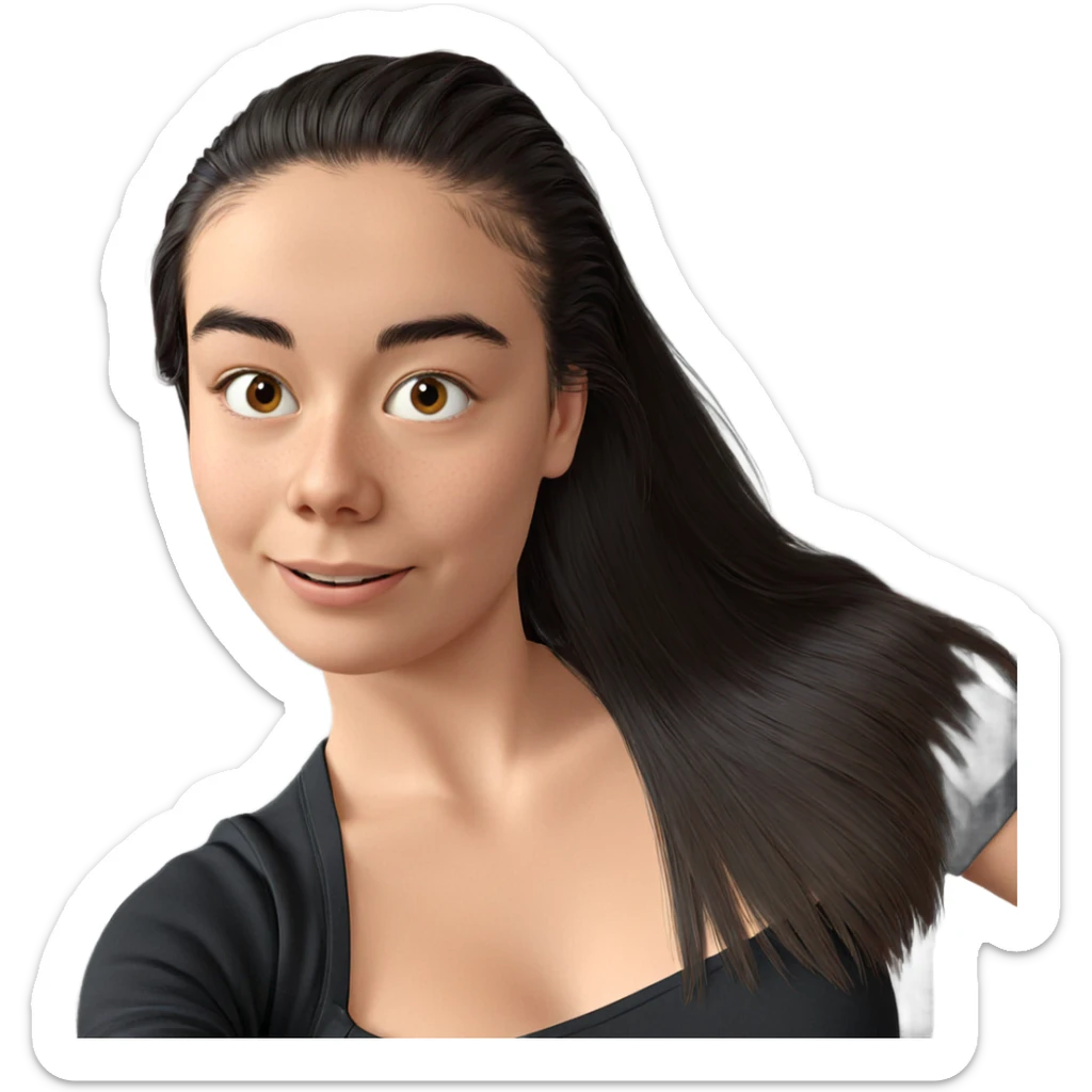 smiling girl in black shirt sticker