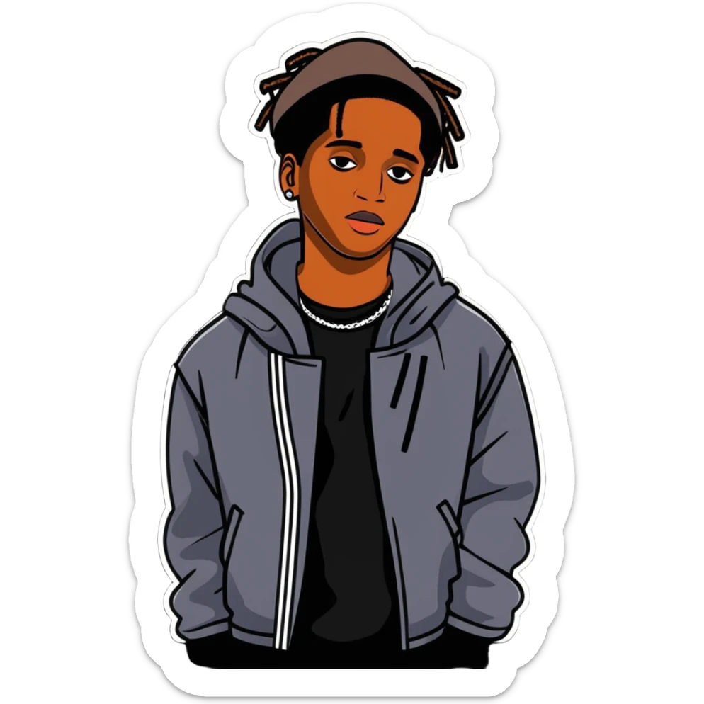 ASAP Rocky with his signature style and fashion sticker