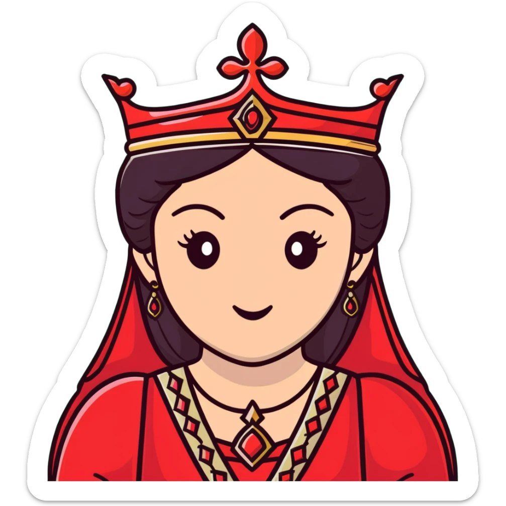 Ottoman queen with red dress and crown, imperial Turkish royal attire sticker
