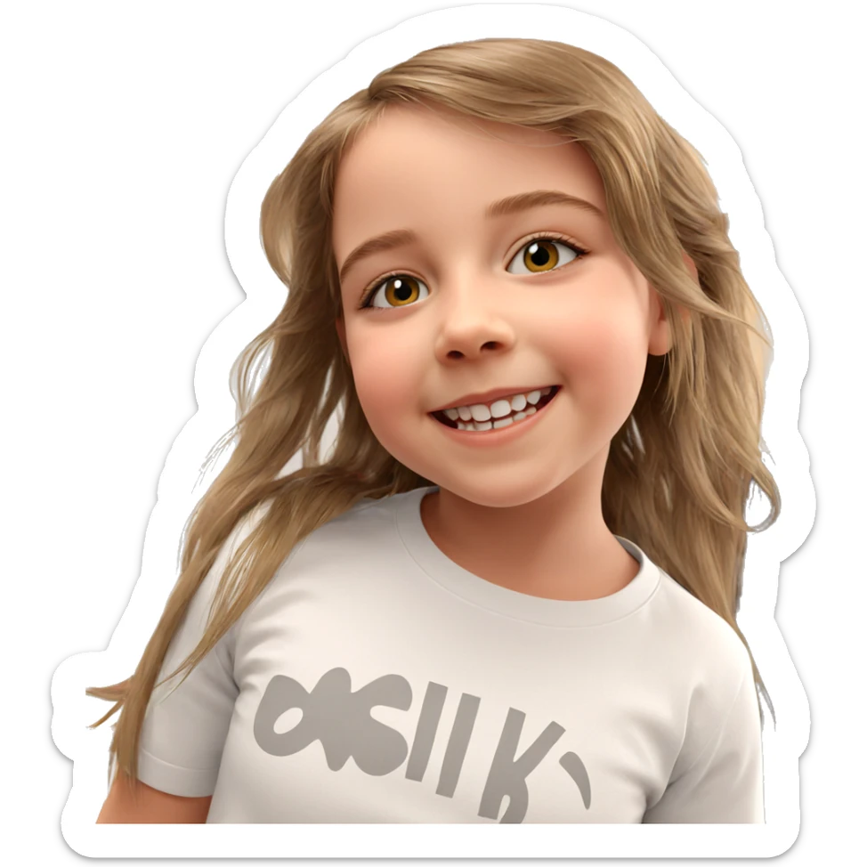 smiling girl in white shirt sticker
