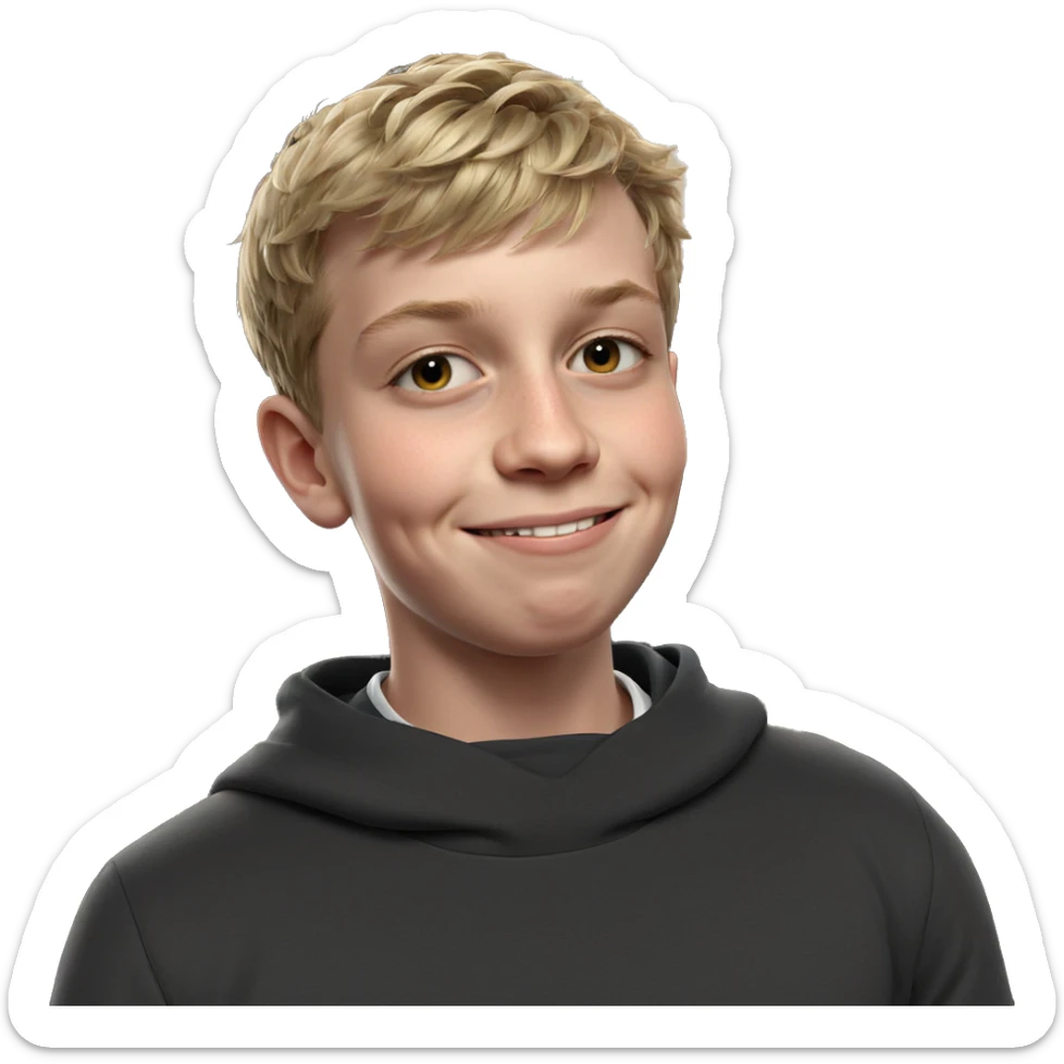 smiling boy with short blonde hair sticker