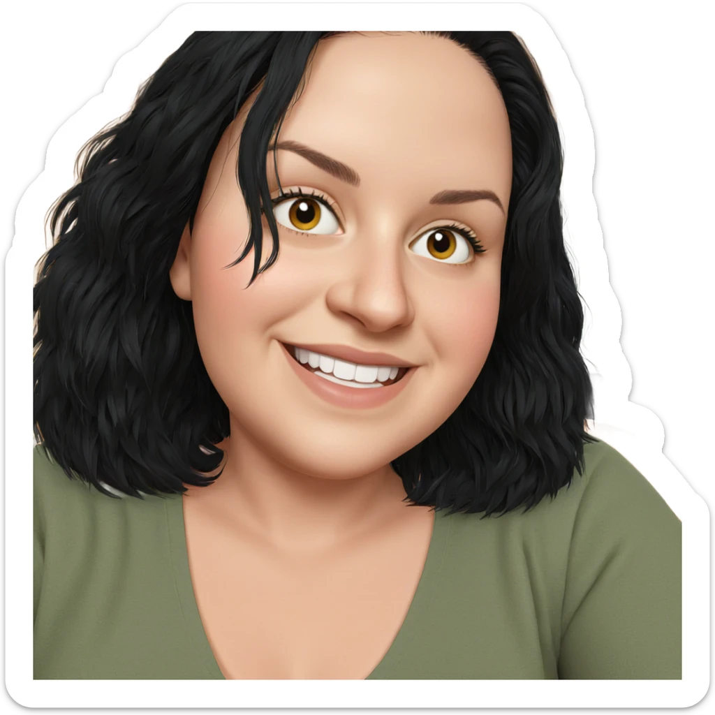 smiling girl with black hair sticker