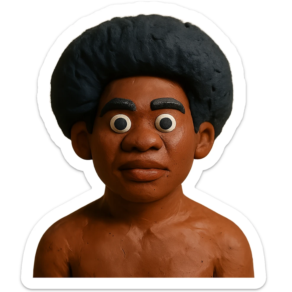 Fijian person with buiniga hairstyle, brown skin sticker