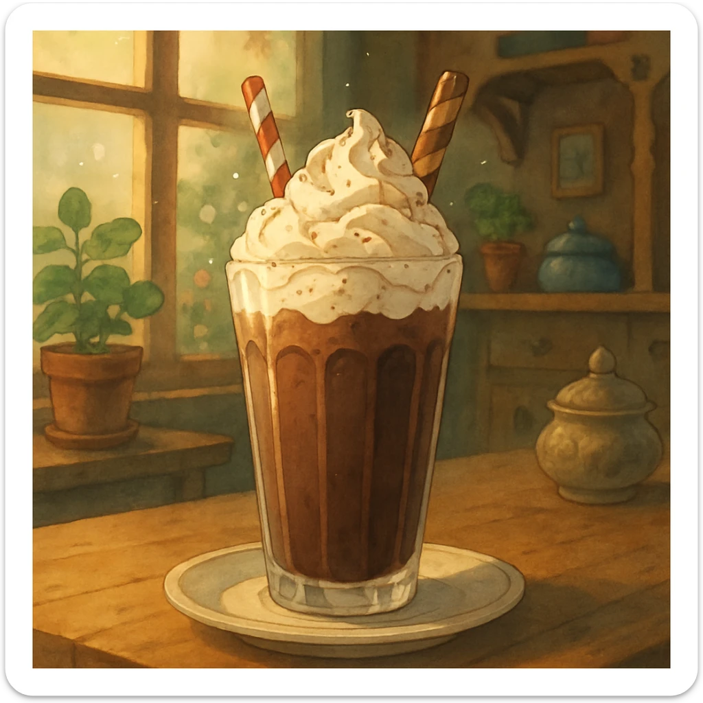 chocolate milkshake, soft lighting, whimsical details sticker