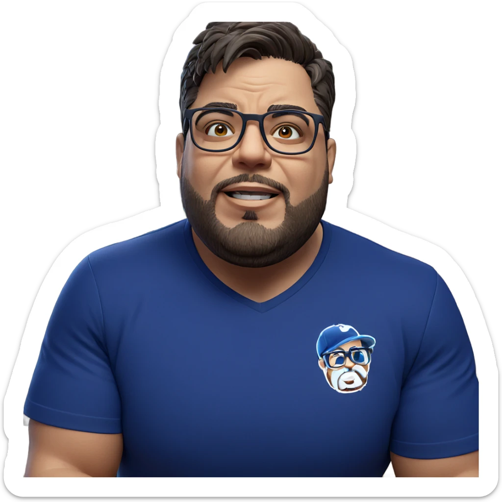 muscular male with glasses indoors sticker