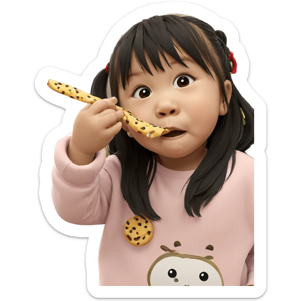 girls enjoying snacks by tree sticker