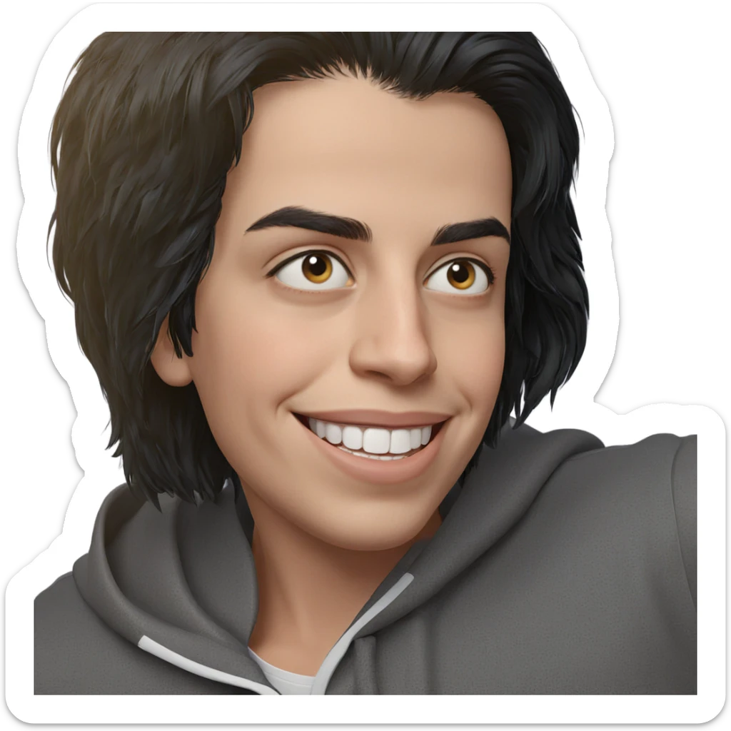 happy boy with black hair sticker