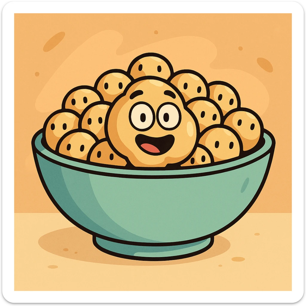a bowl of chickpeas, cartoon style, vibrant colors, simple shapes sticker