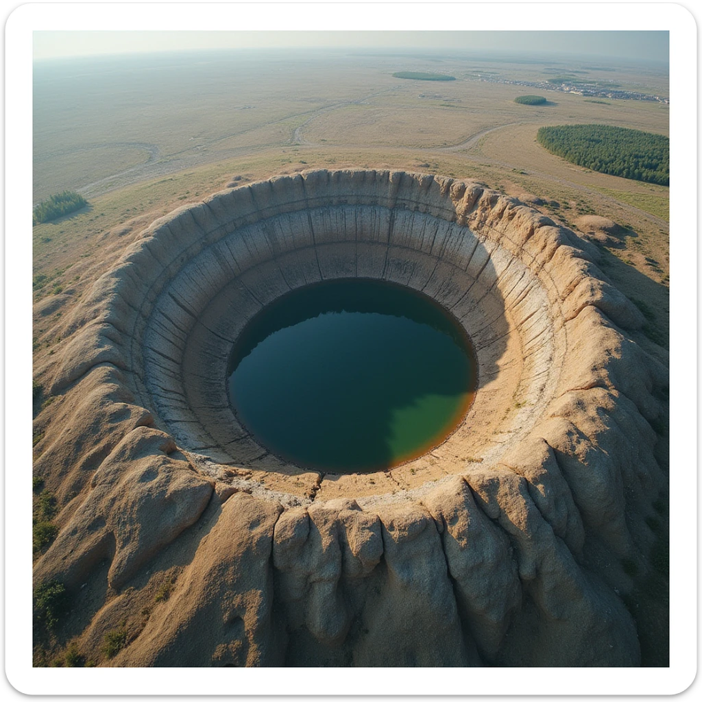 Patomskiy crater, mysterious geological formation, aerial view, realistic details sticker