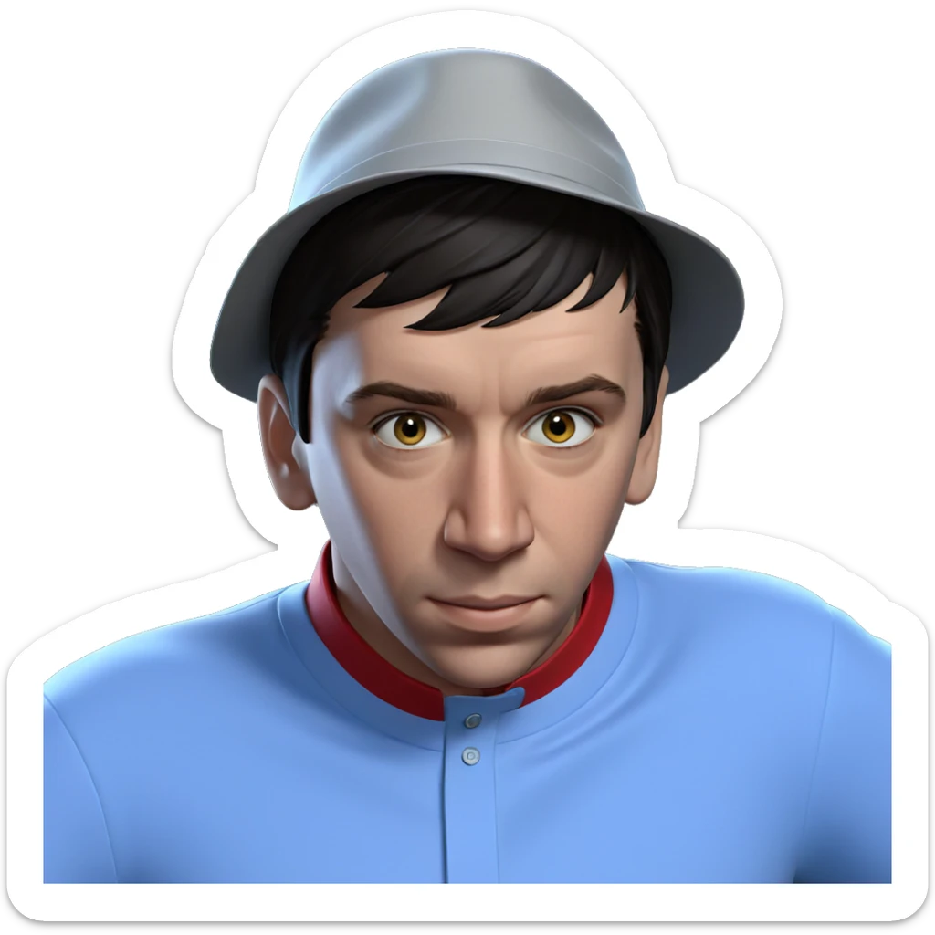 boy in hat gazing forward sticker