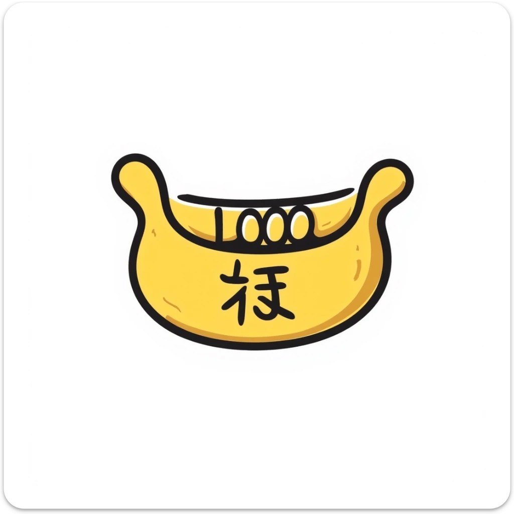 Chinese Yuanbao, gold ingot used as currency in imperial China sticker