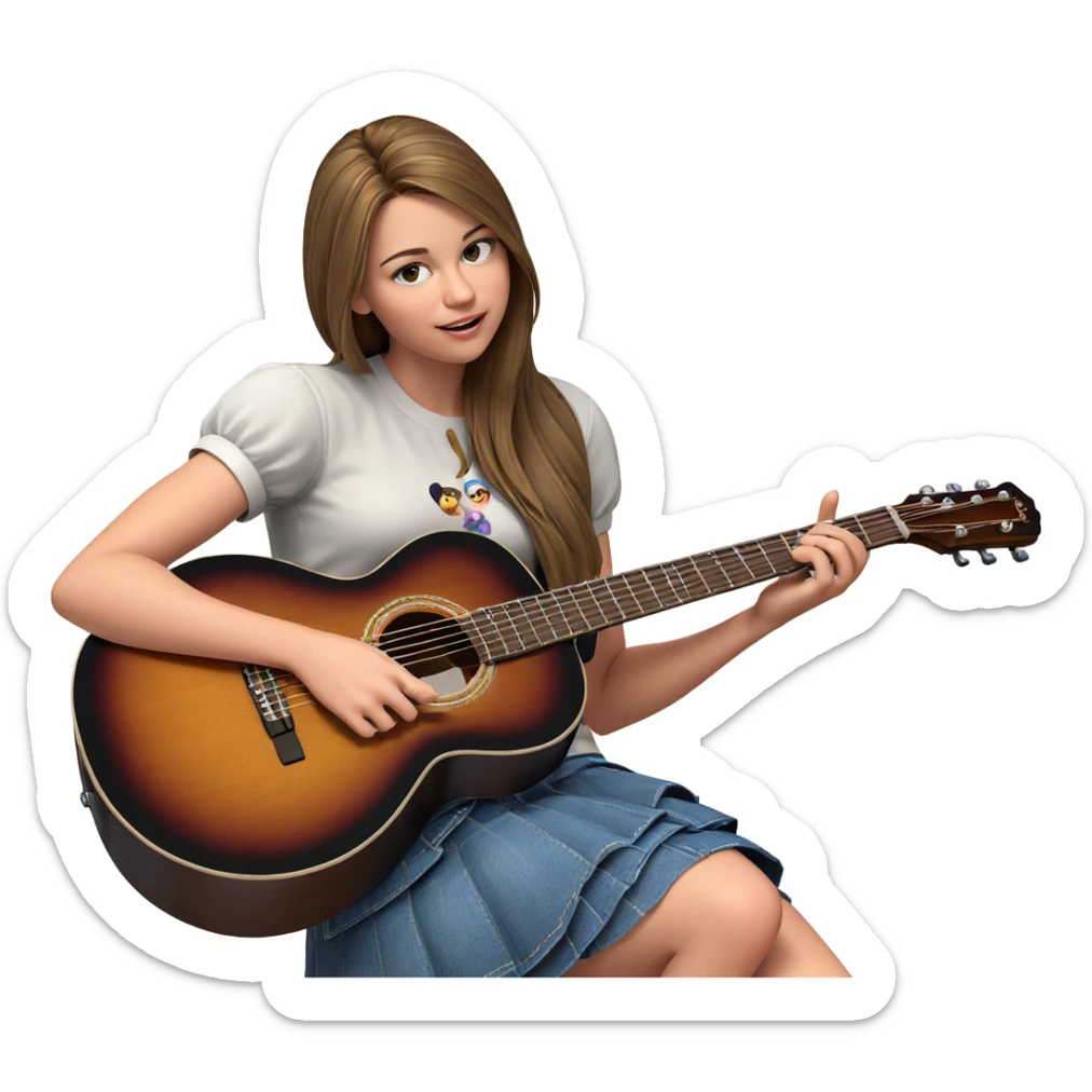 girl with guitar in skirt sticker