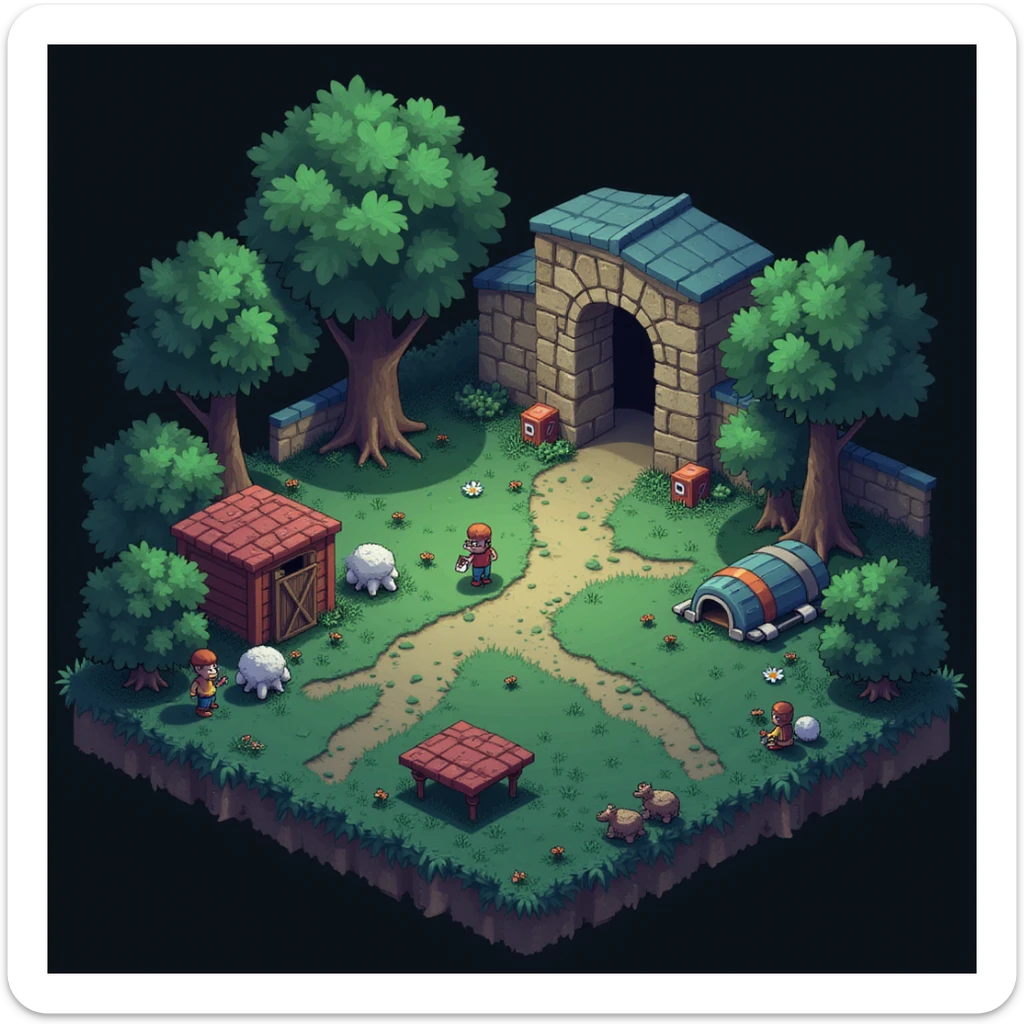  a screenshot of a location from the map "the farm" in the videogame "arena breakout: infinite" 
The image contains no text whatsoever. sticker