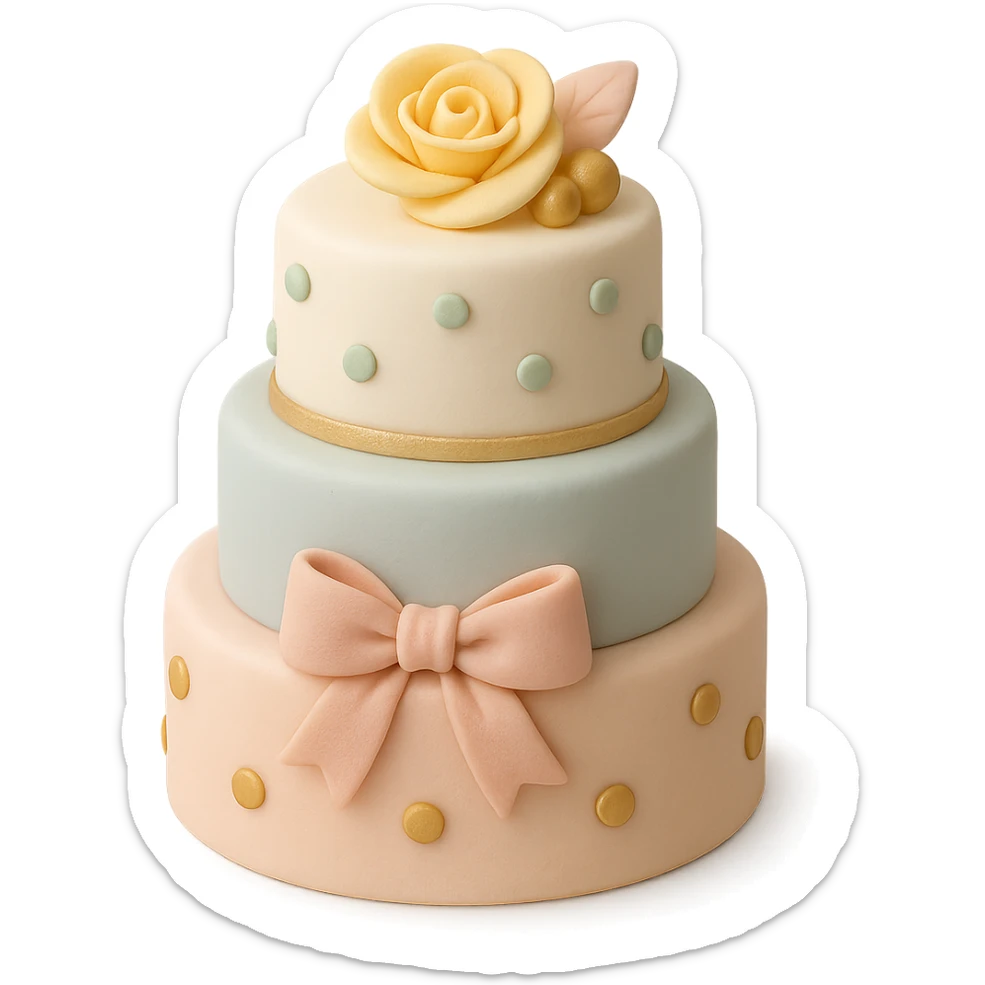 tiered fondant cake with gold accents sticker