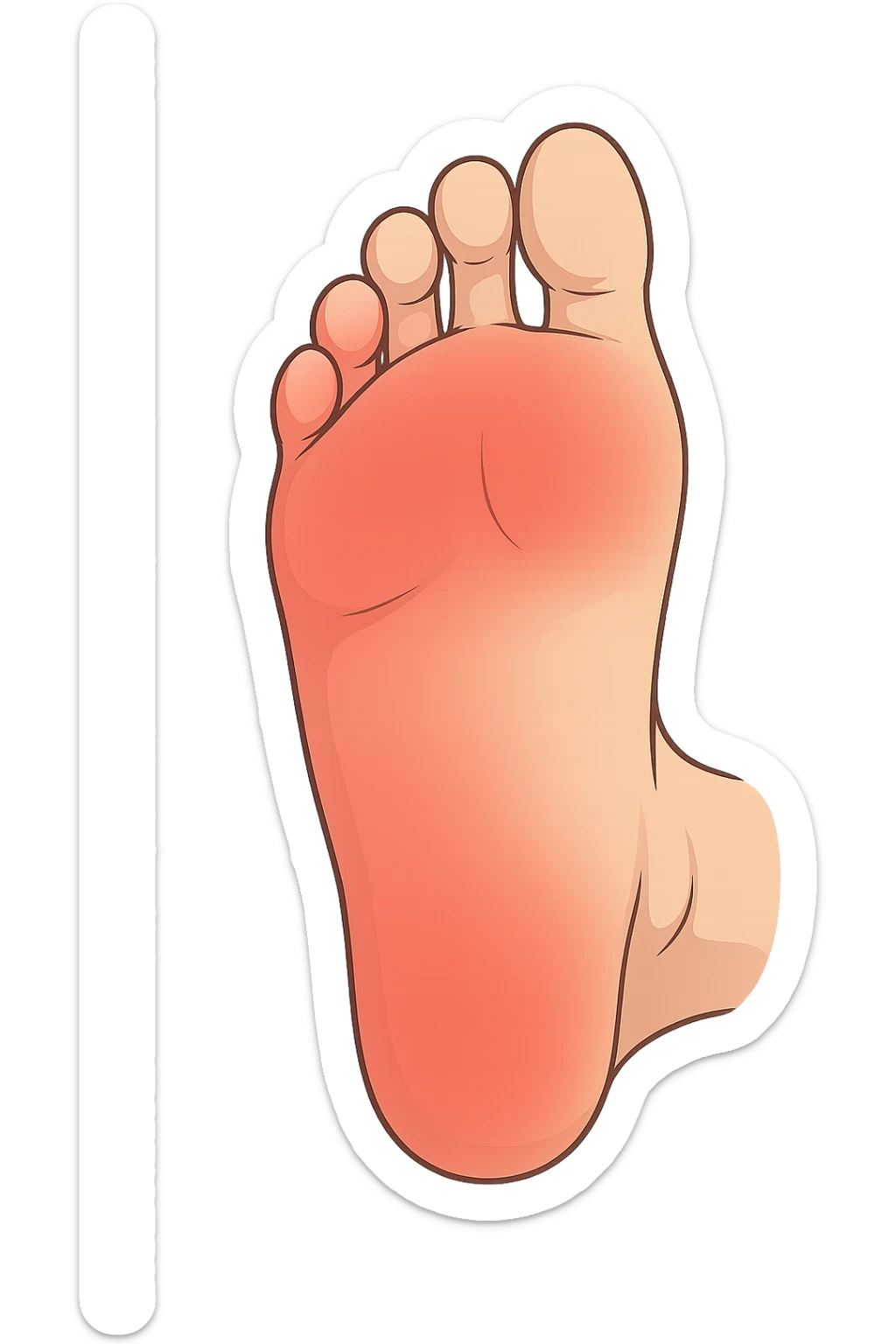 Piede con rossore sotto la pianta focus sulle punte dei piedi sticker