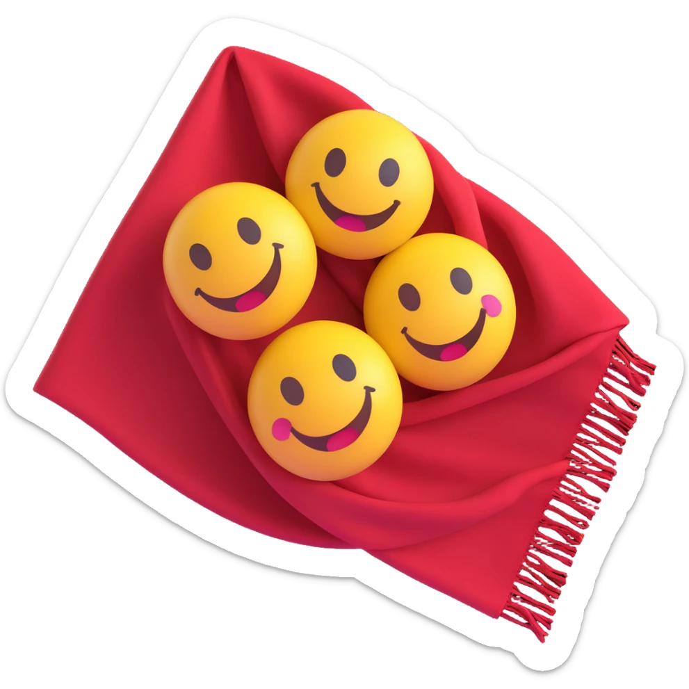 3D smiley emoji, round shape, in love: loving smiley couple sharing a scarf sticker