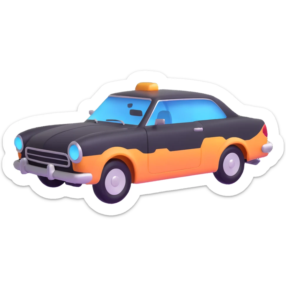 Make the transparent film stand out, floating and partially off the car, to show the application process, elegant 3D style sticker