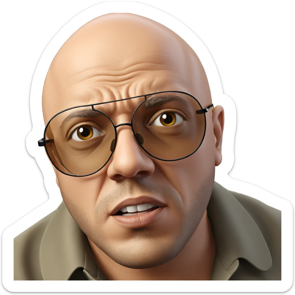 bald man with sunglasses portrait sticker