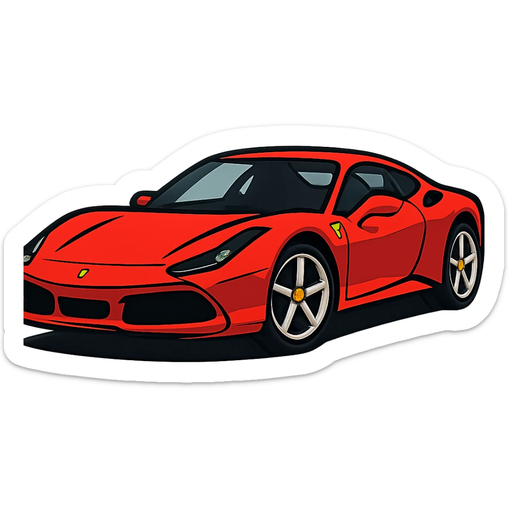 flat toon style Ferrari sports car with bold lines, no background sticker