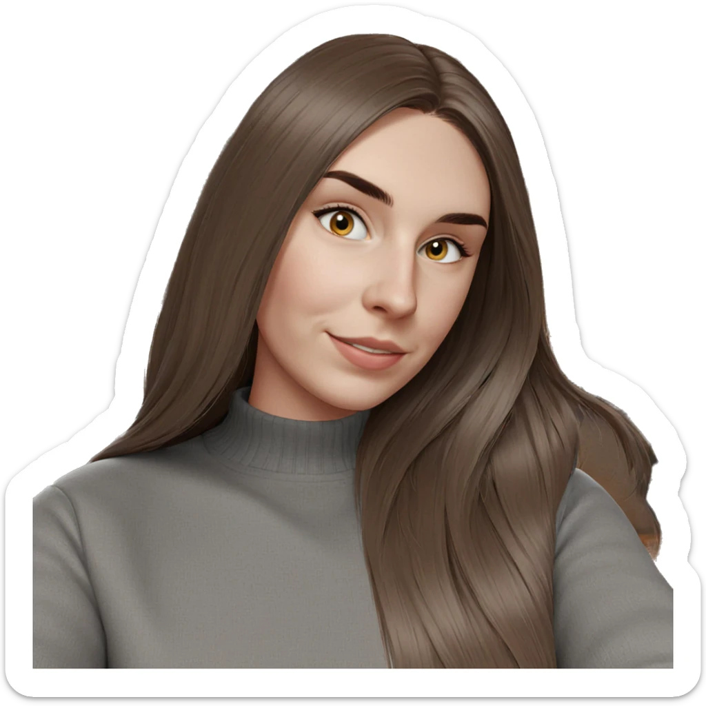 smiling girl in grey sweater sticker