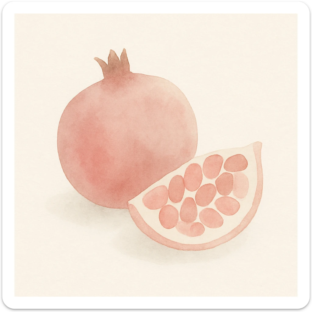 a pomegranate, watercolor style, soft edges, juicy, natural colors sticker