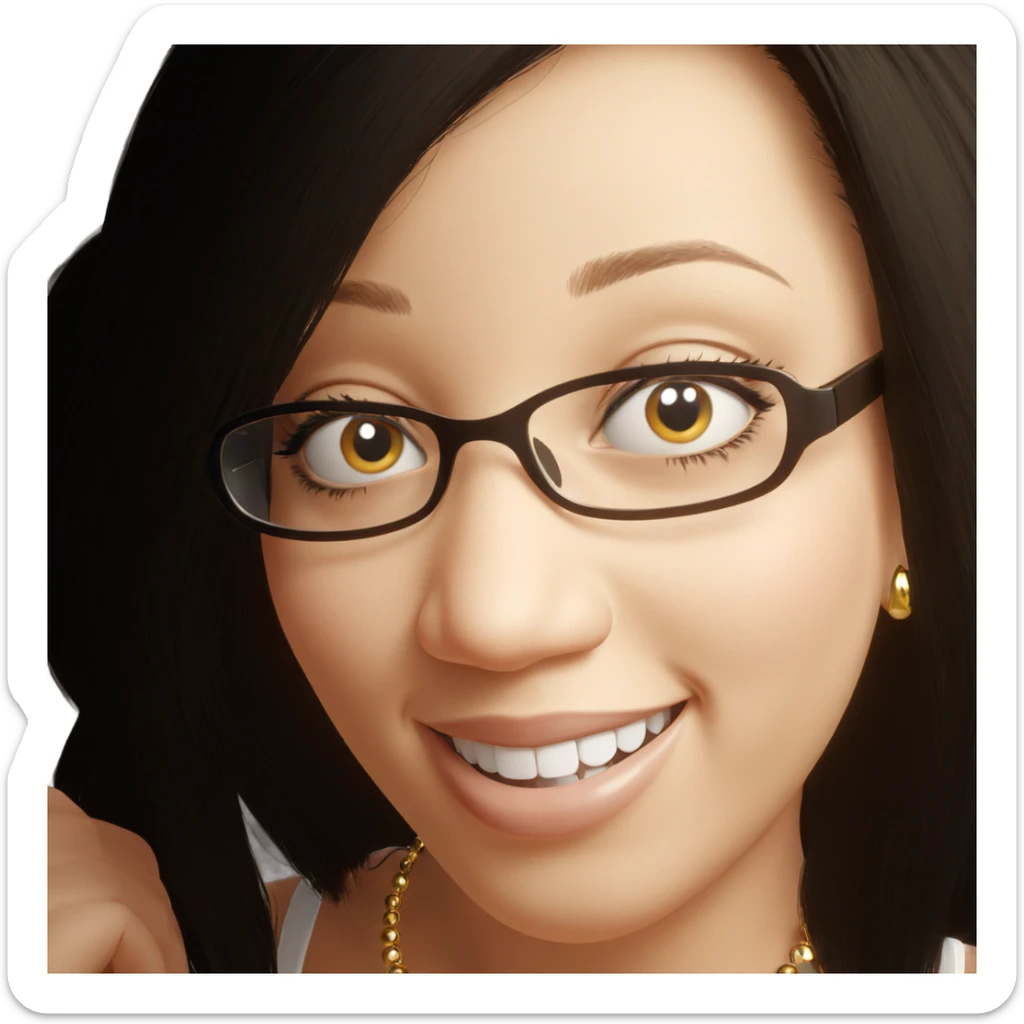 smiling girl with jewelry sticker