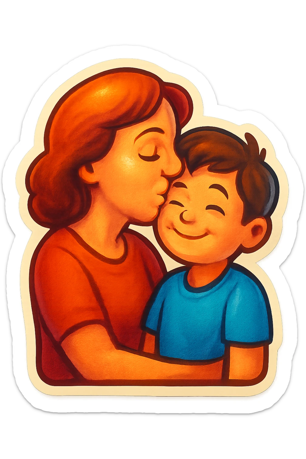 The part about the kiss on the cheek and the part about the kiss on the eye, a mother and son thing sticker
