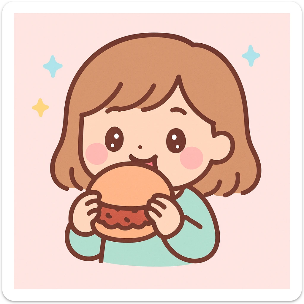person eating sloppy joe sticker