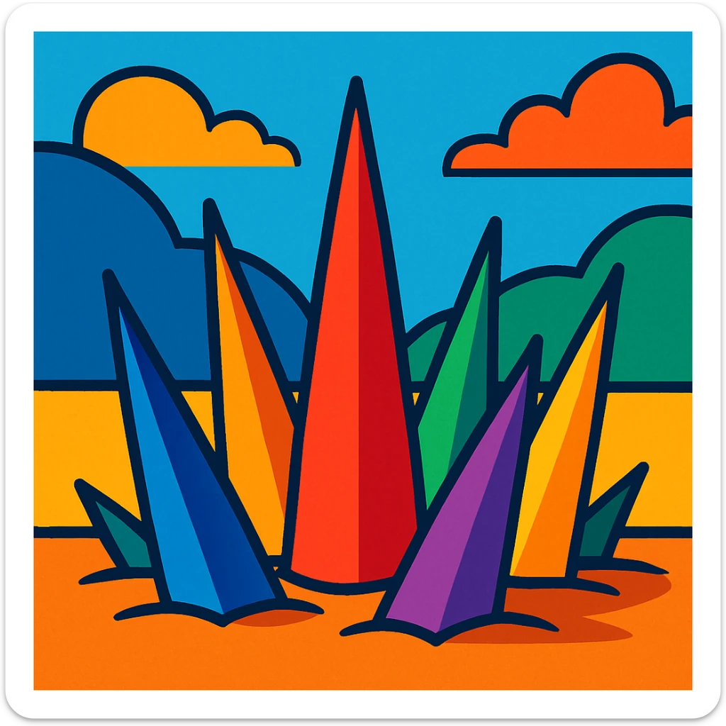 spikes coming out of the ground in a vibrant cartoon style sticker