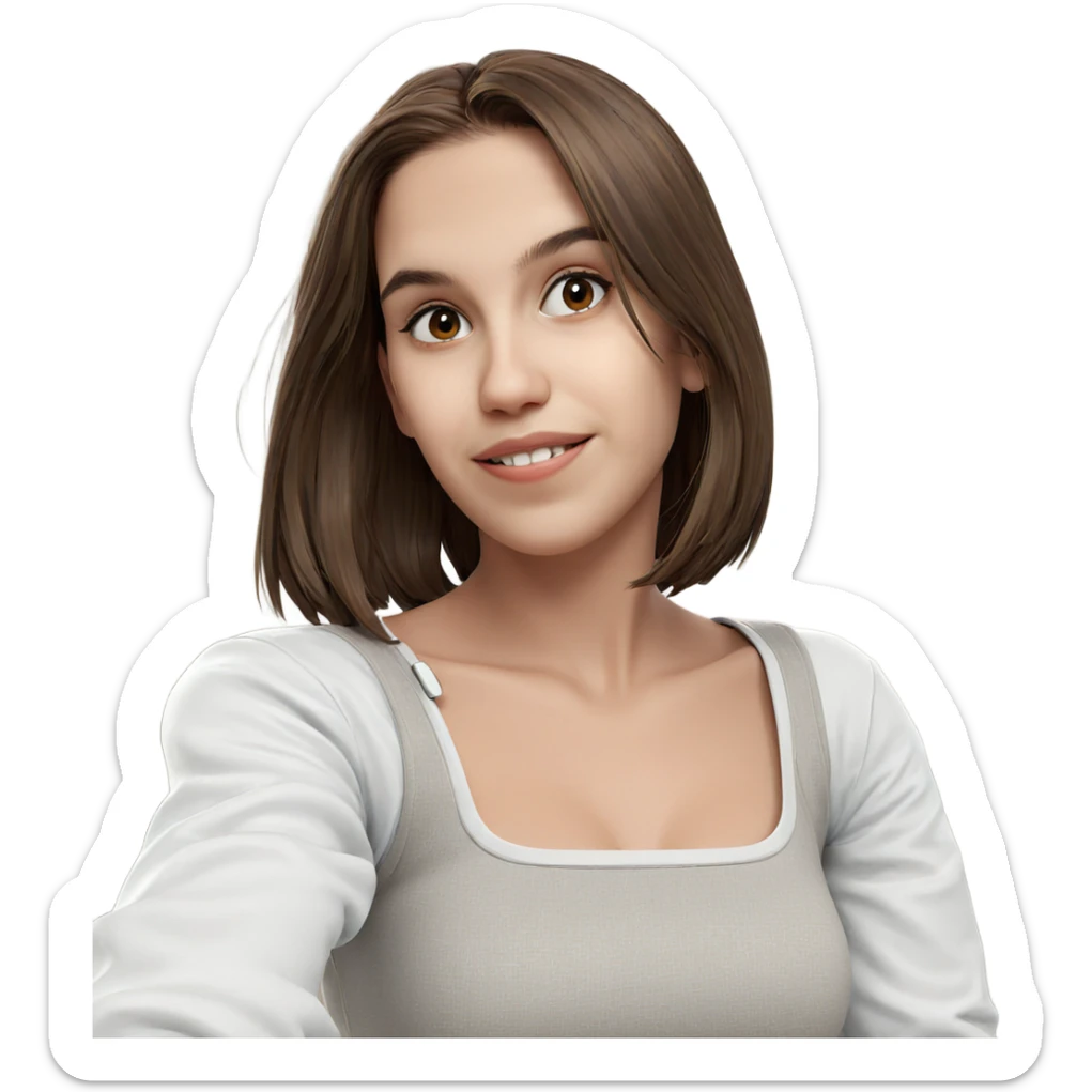smiling girl with brown hair sticker