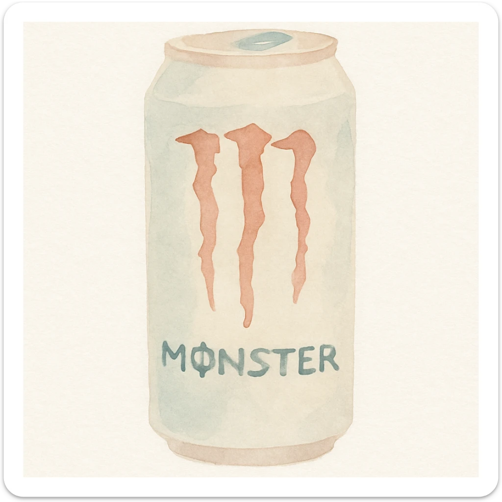 monster energy drink can, soft edges and flowing colors watercolor art style sticker