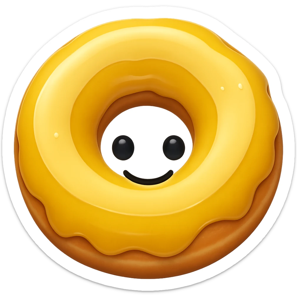 Add a cute smiling face to the banana in the style of apple emojis, keep the emoji style consistent, with no background. sticker