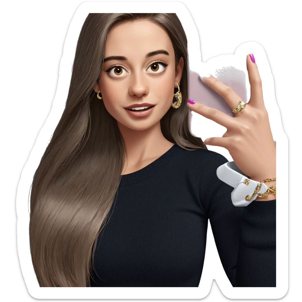 girl with phone and jewelry sticker