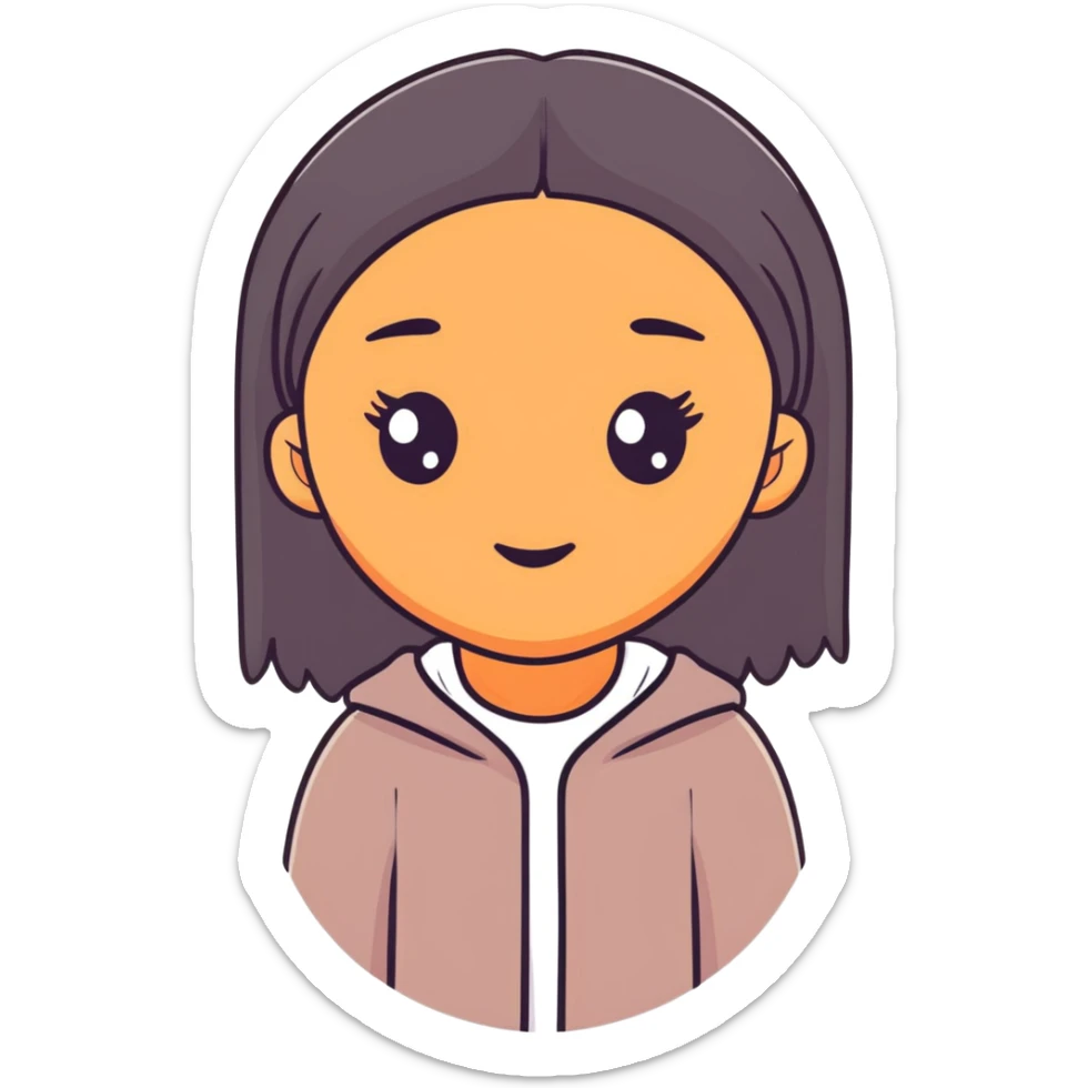 Black girl with fair skin, round face, and straight hair sticker