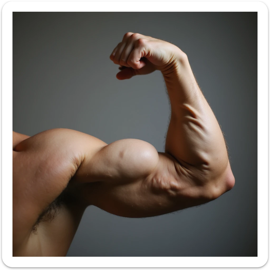 single muscular arm flexed realistic style sticker