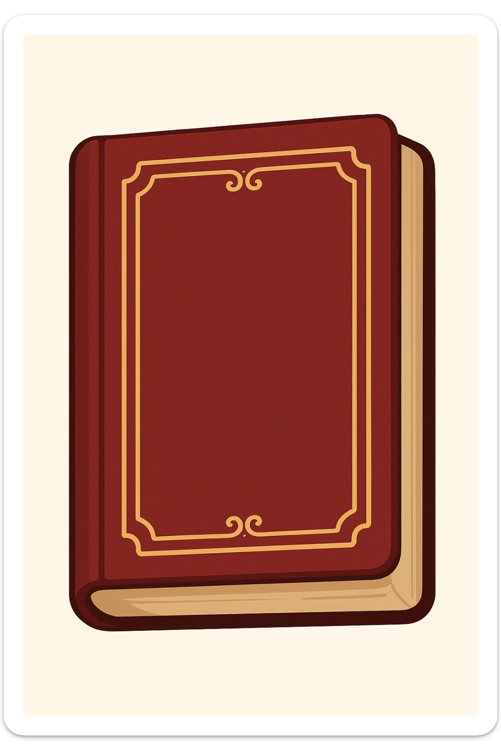Create an emoji of a classic French book inspired by 'À la recherche du temps perdu' with a deep red cover, gold title, elegant and minimal design, no text. Maintain a classic and refined look. sticker