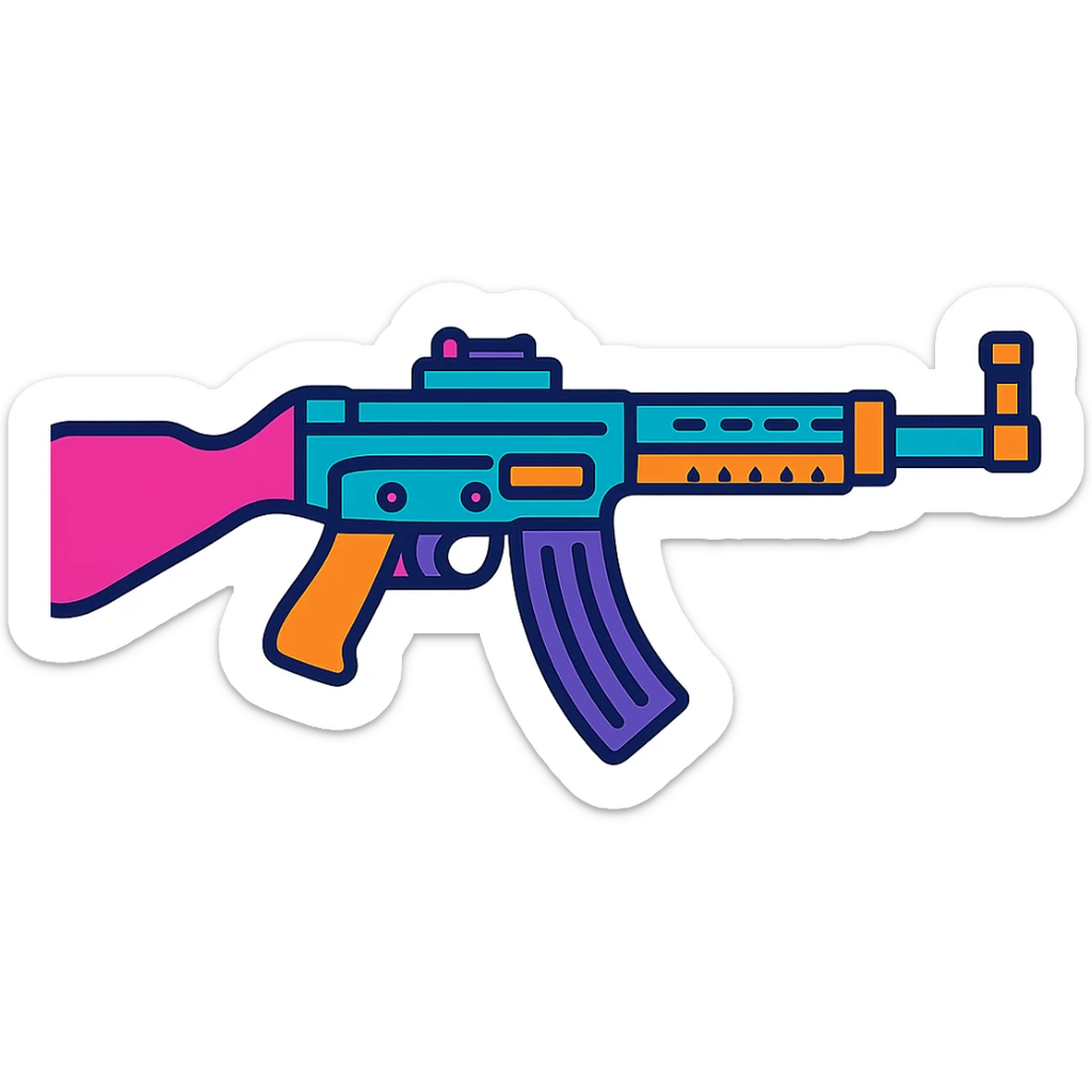 cartoon style Sturmgewehr 44 rifle with bright colors sticker