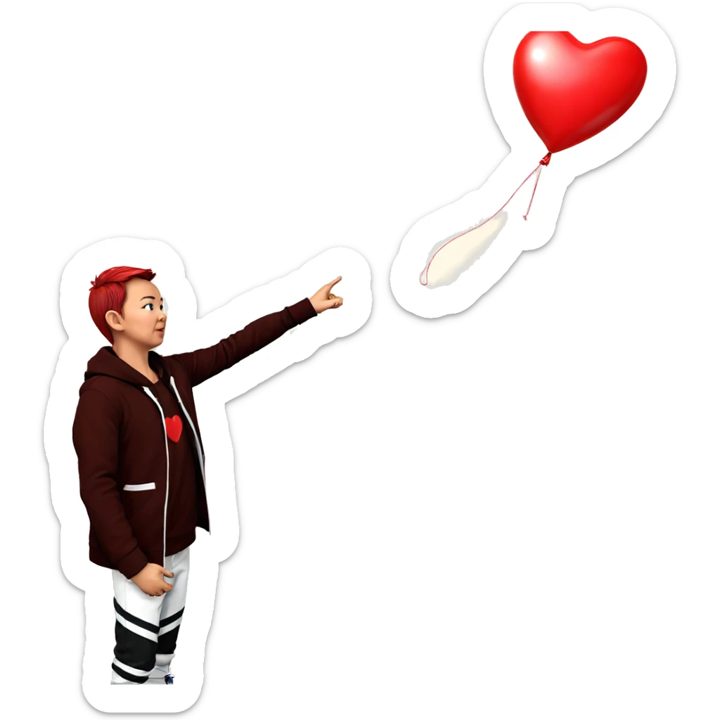 boy with heart balloon sticker